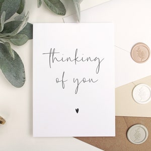Je pense à vous | Condoléances | de voeux de luxe | Conception esthétique simple | Enveloppe en cire | Carte noir et blanc