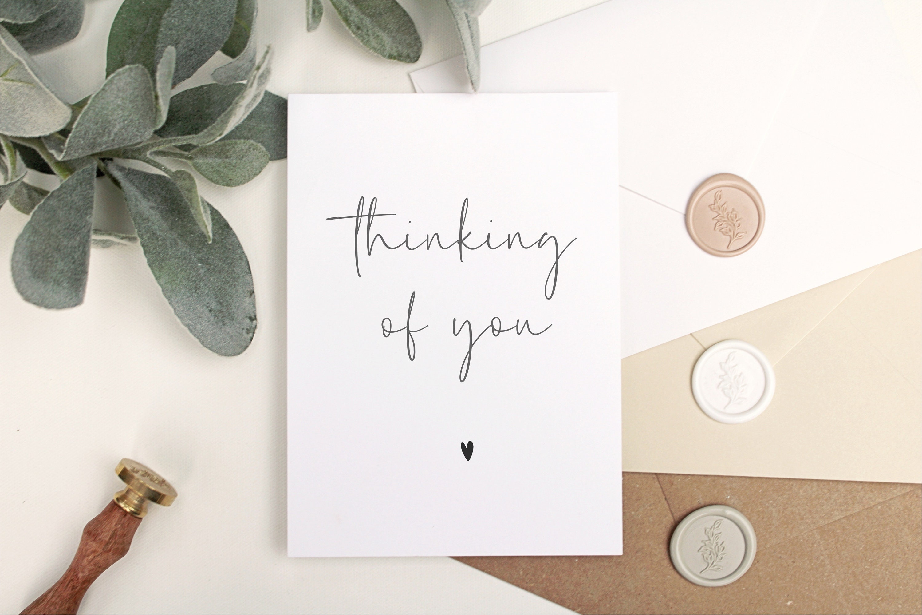 Thinking of You Card | Condolences | Luxury Greeting Card | Simple Aesthetic Design | Wax Seal Envelope | Black & White Card