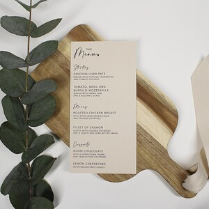 Menus de table de mariage | Cartes de menu | Décoration de table de mariage | Panneaux de mariage minimalistes | carte de voeux de luxe | Menu imprimé