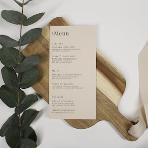 Menus de table de mariage | Cartes de menu | Décoration de table de mariage | Panneaux de mariage minimalistes | carte de voeux de luxe | Menu imprimé