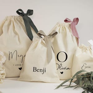 Personalised Gift Bags | Luxury Cotton Drawstring Bags | Choice of Ribbon Colours | Favour Bags | Party Bags | Multipack | Bulk & Wholesale