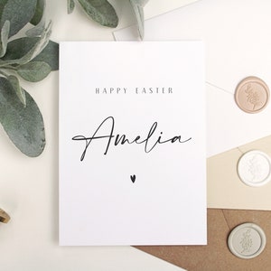 Tarjeta de Pascua personalizada / Felices Pascuas / Tarjeta de felicitación de lujo / Diseño estético sencillo / Sobre con sello de lacre / Tarjeta en blanco y negro