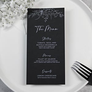 Menus de table de mariage | Cartes de menu | Décoration de table de mariage | Panneaux de mariage minimalistes | carte de voeux de luxe | Menu imprimé
