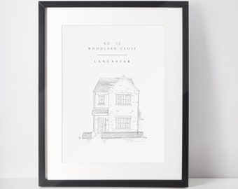 Portret domu na zamówienie | Ręcznie rysowana ilustracja domu | Szkic domu na zamówienie | Spersonalizowana sztuka ścienna