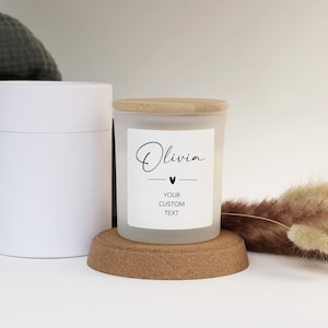 Gepersonaliseerde cadeauset met kaars en kaart | Aangepaste afdruk | Geurkaars | Kaars glazen pot met deksel en geschenkdoos | Zwart of wit