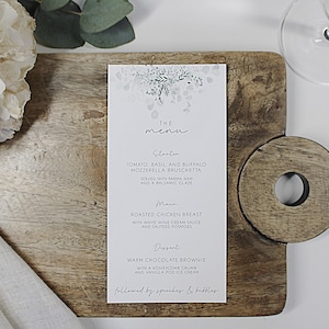 Menus de table de mariage | Cartes de menu florales | Décoration de table de mariage | Panneaux de mariage minimalistes | carte de voeux de luxe | Menu imprimé