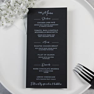 Menus de table de mariage | Cartes de menu | Décoration de table de mariage | Panneaux de mariage minimalistes | carte de voeux de luxe | Menu imprimé