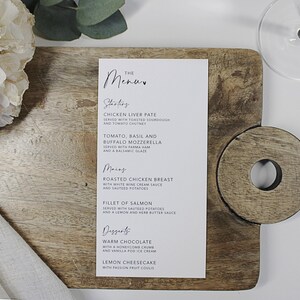 Menus de table de mariage | Cartes de menu | Décoration de table de mariage | Panneaux de mariage minimalistes | carte de voeux de luxe | Menu imprimé