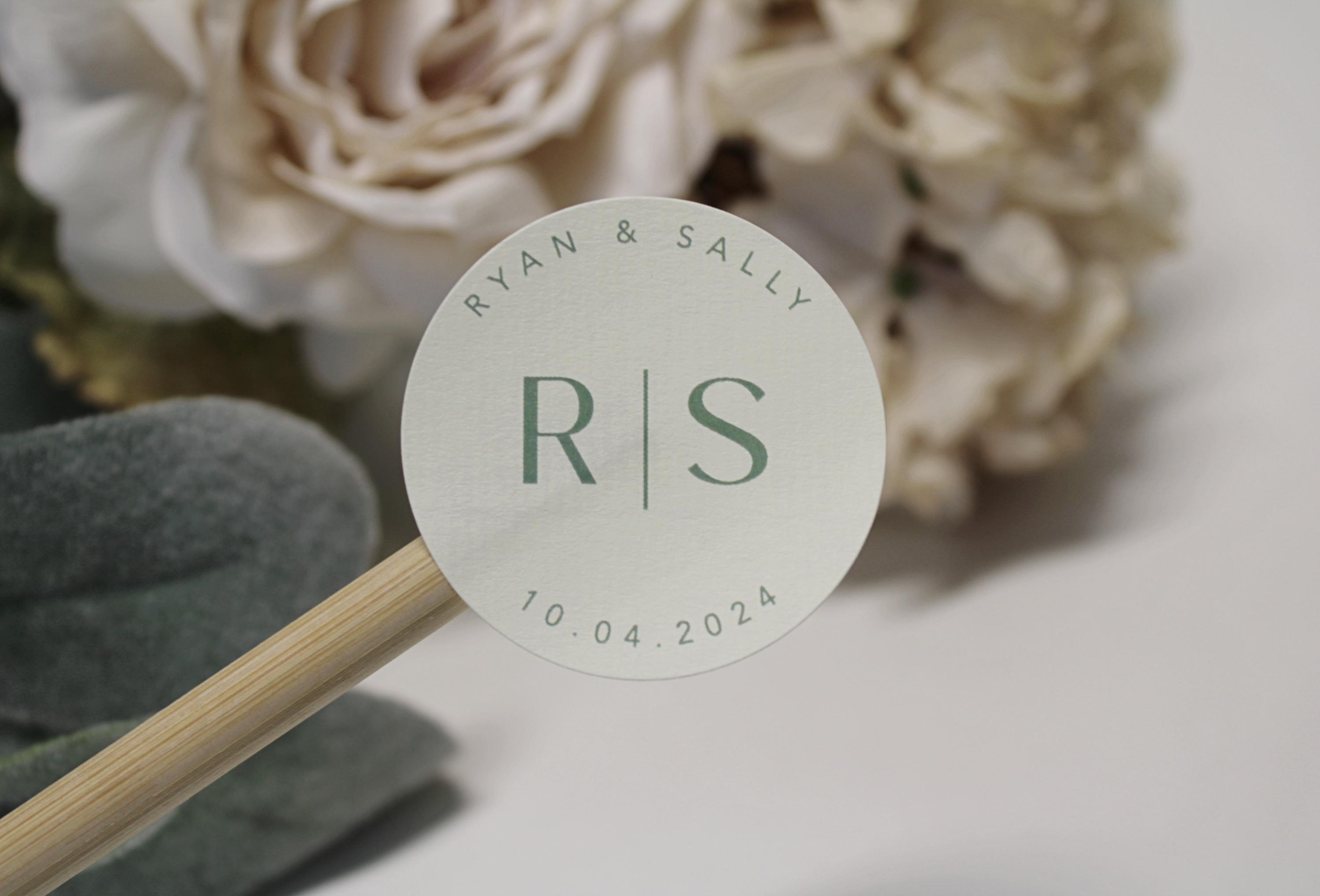 Custom Wedding Favour Round Stickers | Personalised Initials, Date