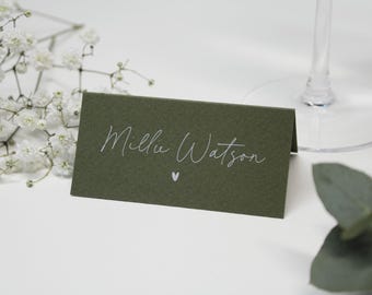 Place Settings | Folded Names Cards | Heart | Seating Plan | Wedding | Corporate Event | Special Occasion | Black or White Text