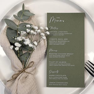 Menus de table de mariage | Cartes de menu | Décoration de table de mariage | Panneaux de mariage minimalistes | carte de voeux de luxe | Menu imprimé
