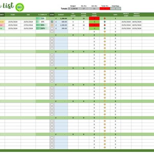 Project Task List Excel Spreadsheet Fully Editable, Organize Your ...