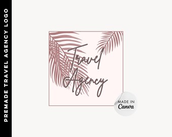 Customizable Travel Agency Logo, Teal Blue Globe (Canva Editable)