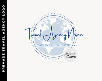 Customizable Travel Agency Logo: Globe Design (Canva Template)