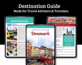 Denemarken Reisbestemmingsgids | Canva-sjabloon voor reisbureaus (digitale download)