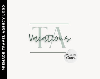 Customizable Travel Agent Logo, Green Agency Design (Canva Editable)