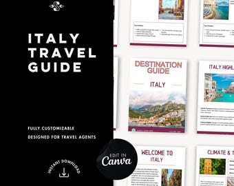 Italy Travel Guide | Client Resource, Editable Canva Template