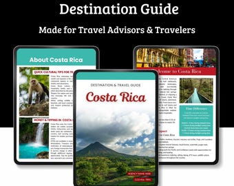 Costa Rica-reisbestemmingsgids | Canva-sjabloon voor reisbureaus (digitale download)