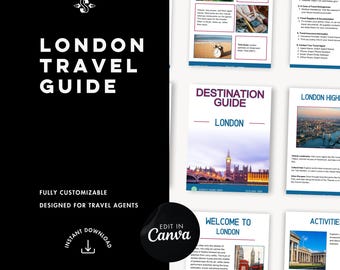 London Travel Guide | Editable Canva Template for Travel Agents (Digital Download)