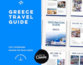 Greece Travel Guide | Editable Canva Template for Travel Agents (Digital Download)