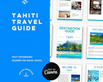 Tahiti Travel Guide | Editable Canva Template for Travel Agents (Digital Download)