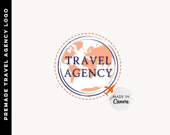 Travel Agency Logo Design: Customizable Globe Logo (Canva Editable)