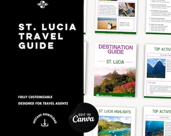 St. Lucia Travel Guide | Editable Canva Template (Digital Download)