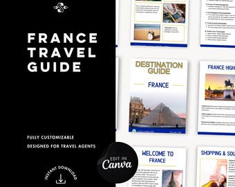 France Travel Guide | Editable Canva Template for Travel Agents (Digital Download)