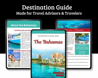 Gids reisbestemmingen Bahama's | Canva-sjabloon voor reisbureaus (digitale download)