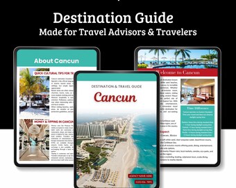 Gids reisbestemmingen Cancún, Mexico | Canva-sjabloon voor reisbureaus (digitale download)
