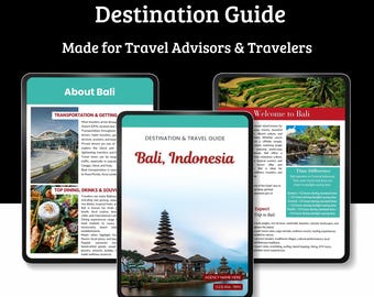 Reisbestemmingengids Bali, Indonesië | Canva-sjabloon voor reisbureaus (digitale download)