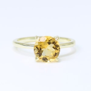 Delicate Citrine Ring: 14K Gold, Sterling Silver, November Birthstone