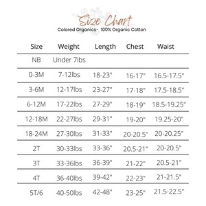 Size chart.