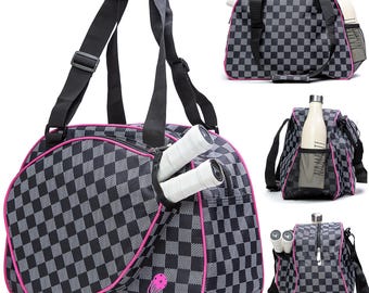 Pickleball Sport Bag for Women - Premium Design, Padded Paddle Pocket, Water Bottle Holder, Spacious - Fits 2 Paddles! Versatile Sports Tote