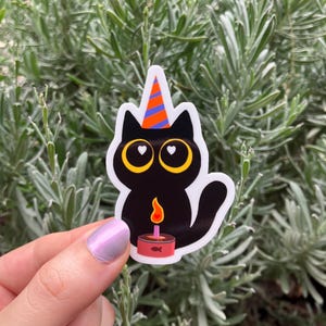 Adesivo de gato de aniversário