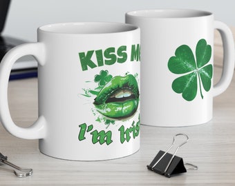 Embrasse-moi, je suis irlandais, tasse à café pour la Saint-Patrick, tasse à thé en céramique, 11 oz