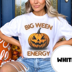 Camiseta unisex de manga corta con estampado divertido y espeluznante de brujas Big Ween Energy, de Pure Ween, para Halloween y otoño, Bella + Canvas 3001
