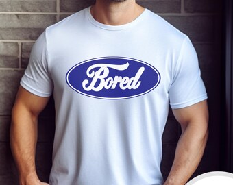 Bored Auto Motor Logo Funny Joke Meme T Shirt Unisex Jersey Short Sleeve Tee Bella + Canvas 3001