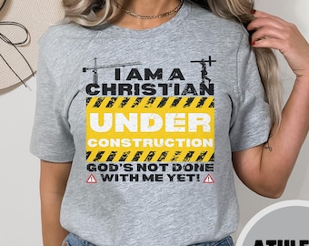 Maglietta cristiana in costruzione regalo per cristiano Gesù Cristo religioso spirituale cattolico battista unisex tee Bella + Canvas 3001