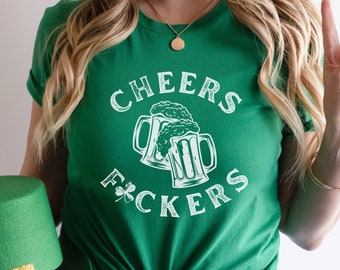 Chemise de la Saint-Patrick pour homme, cadeau de la fête de l'Irlande, chemise de la fête du paddy, t-shirt Cheers Fuckers, t-shirt porte-bonheur, sweat trèfle, cadeau pour la Saint-Patrick