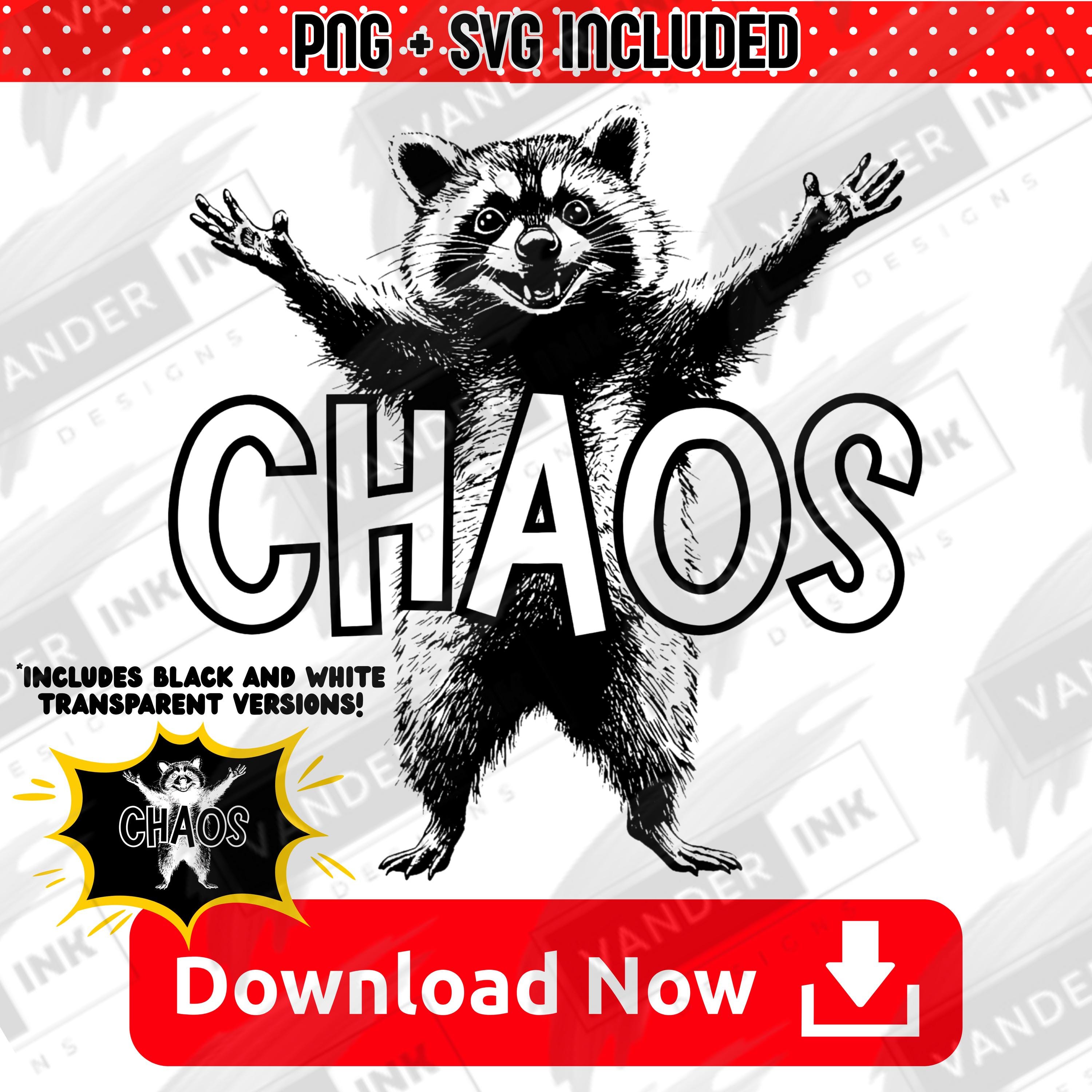 Chaos Raccoon PNG SVG Funny Raccoon Trash Panda Wildlife Animal