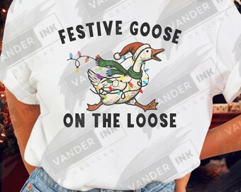Oca festiva in libertà Natale Divertente Vacanza Umorismo Sciocco Oca Anatra Vintage Retro Natale Comfort Colori C1717