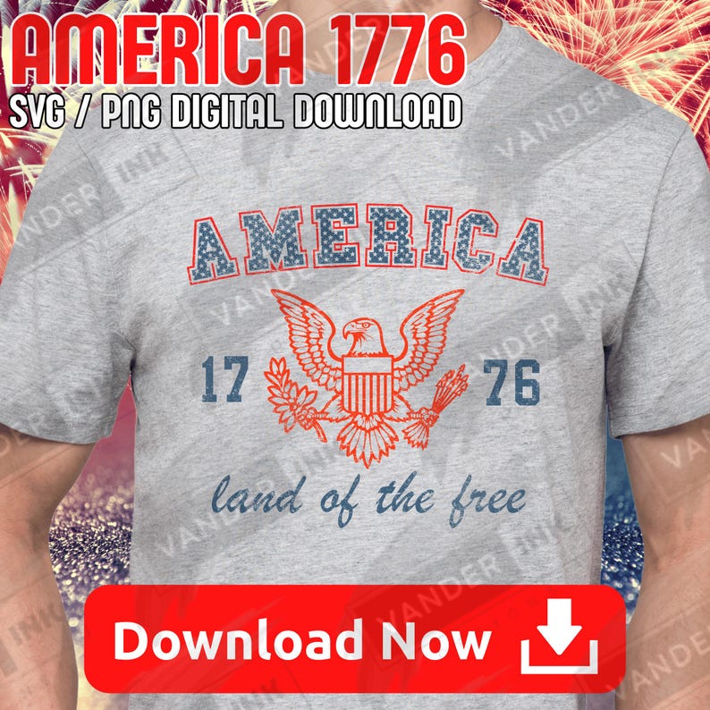 America 1776 SVG PNG Digital Download Land of the Free Patriotic USA ...