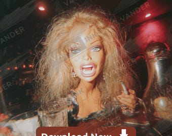 Drunk Fashion Doll PNG Digital Download Viral Meme Messy Night Out Drinking Chaotic Party Drink Girl Graphic DIY