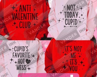 Anti Valentine Club PNG Digital Download Retro Valentines Day Cupid's Favorite Not Today Cupid Its Not Me Its You DIY