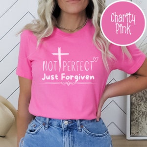 Pas parfait, juste pardonné, jeune chrétien t-shirt groupe chrétien t-shirt inspiré de la foi chrétien cadeaux religieux pour femme pas parfait image 6
