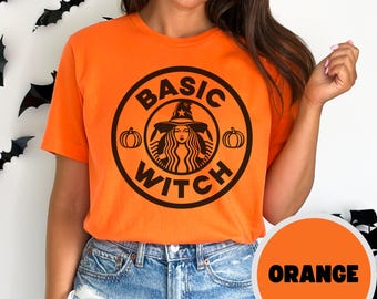 Basic Witch Halloween Spooky Funny Witch Autunno Stagionale Dolcetto o scherzetto Maglietta Unisex Jersey Manica Corta Maglietta Bella + Canvas 3001