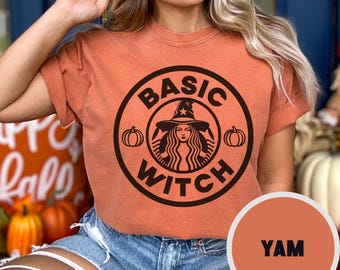 Basic Witch Halloween Spooky Funny Witch Autunno Stagionale Dolcetto o scherzetto T-shirt Unisex Tinta in capo Comfort Colors 1717
