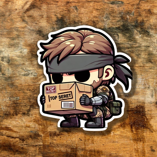 Metal Gear Solid Inspired Chibi Sticker: Tactical Gamer Decal for Laptops, Skateboards - Perfect Gift for MGS Fans, Solid Snake Art Piece