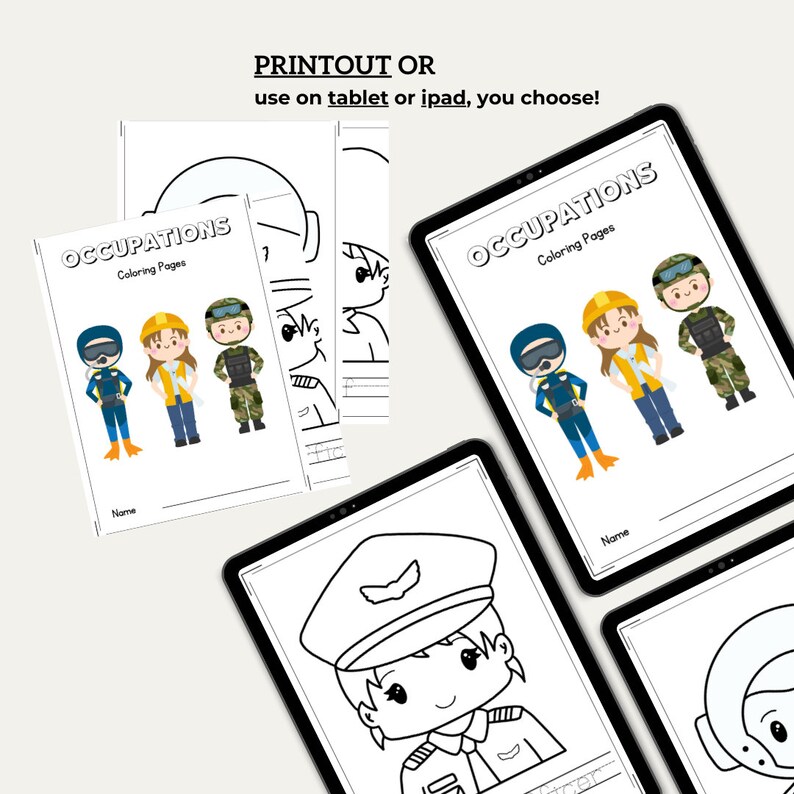 Occupation Coloring Book for Kids, Occupation Printable, COLORING PAGES ...